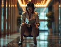 【AIミニスカOL】タイトミニスカ姿の敏腕女上司が一瞬の油断をした瞬間〈拡大版〉