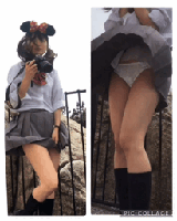 【レジェンド2】暴風にスカートをめくられる制服美少女の純白モンロー