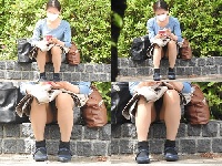 お座りお姉さん発見１７４！！大変です！！パンツが見えてますよ